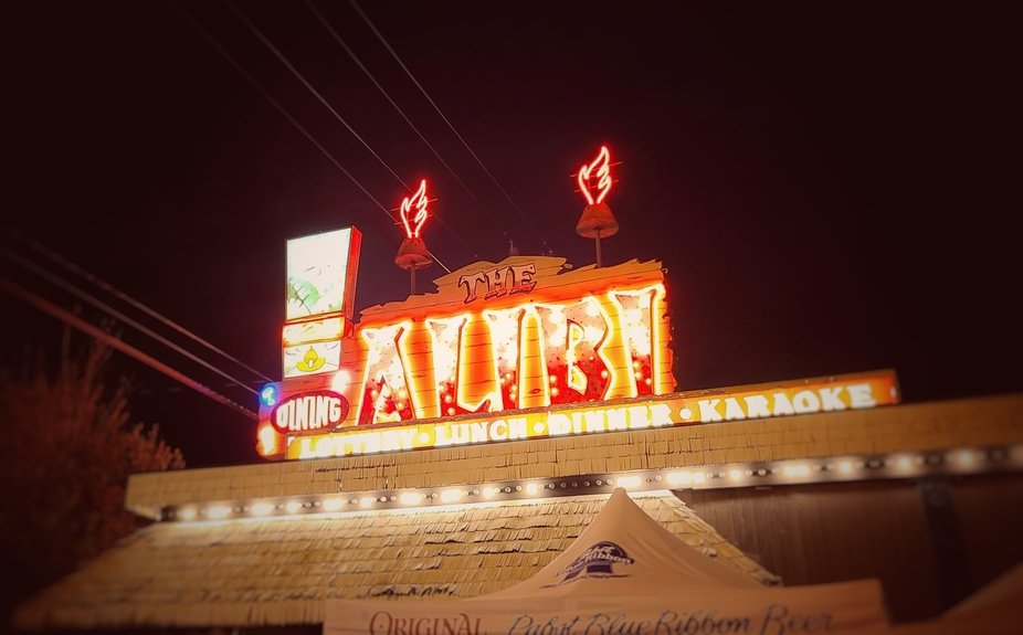 A sign that looks cool at night
